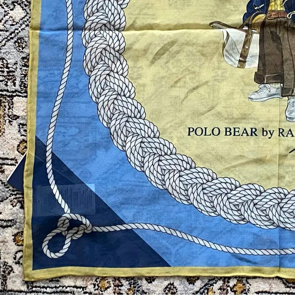 Ralph Lauren Polo Bear Scarf in Blue and Yellow